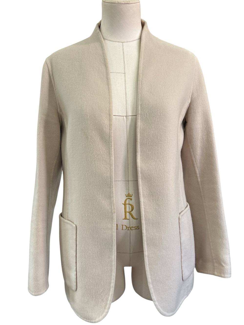 Agnona cashmere minimalist open front blazer cream Xs-Small